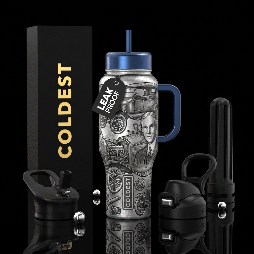 design a black and white bottle honoring Henry For... water bottle design