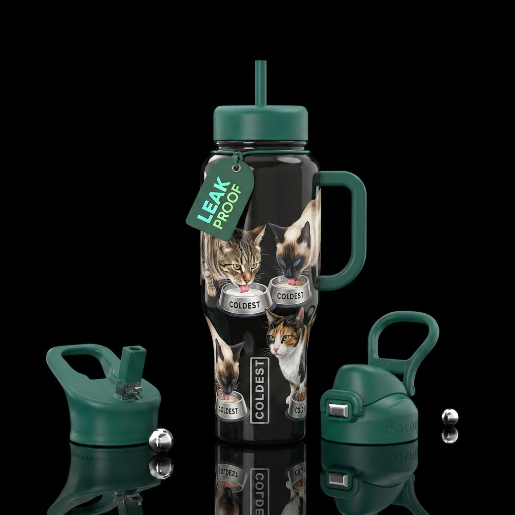 design a bottle with the several speciies of cats ... water bottle design