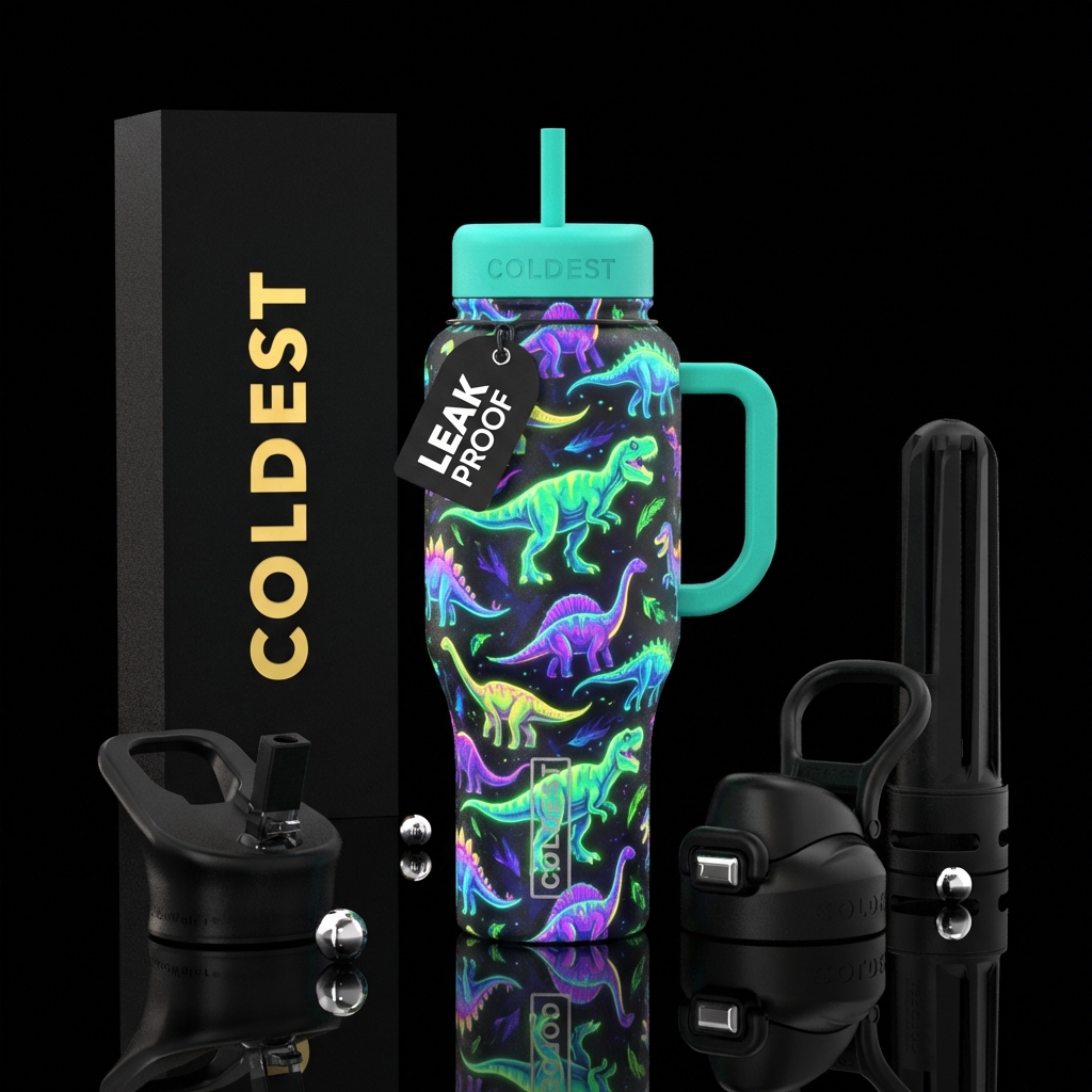 Glowie dinosaur water bottle design
