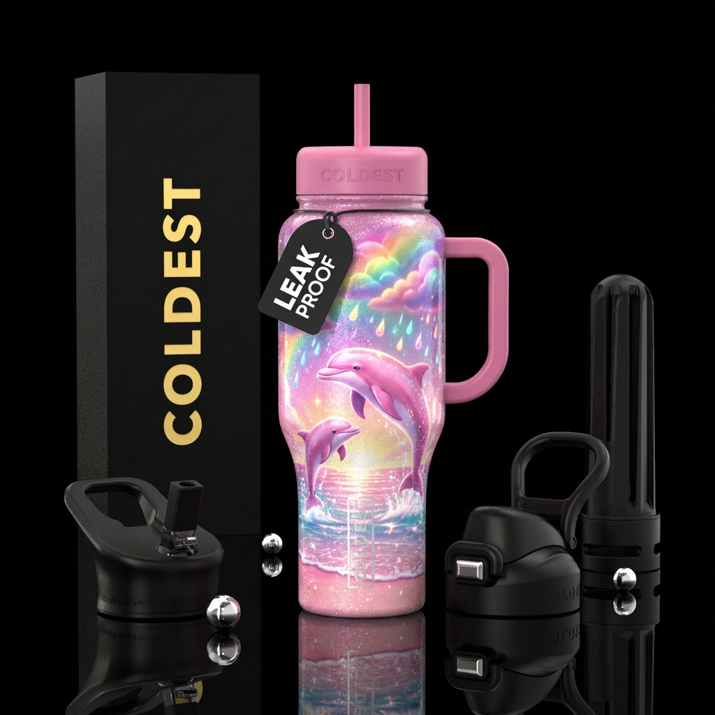 glowie, sparkly, shiny, beautiul, realism pink dol... water bottle design