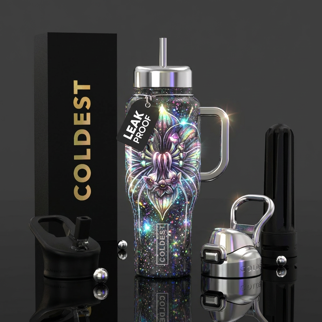 glowie, sparkly, shiny, beautiul, vibrant, realism... water bottle design