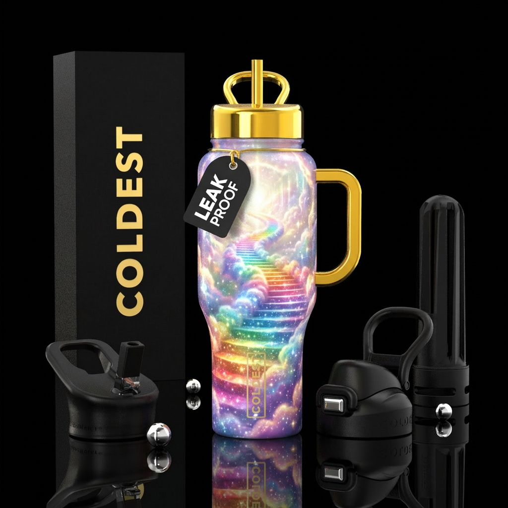 glowie, sparkly, shiny, beautiul, vibrant, realism... water bottle design