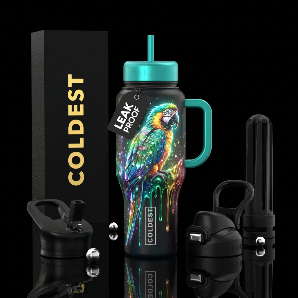 glowie, sparkly, shiny, beautiul, vibrant, realism... water bottle design