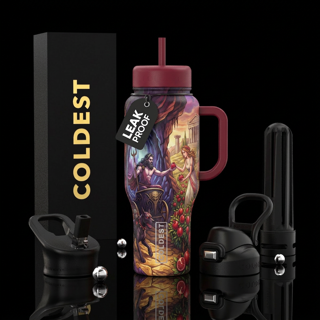 Greek Myth, Hades and Persephone, underworld, pome... water bottle design