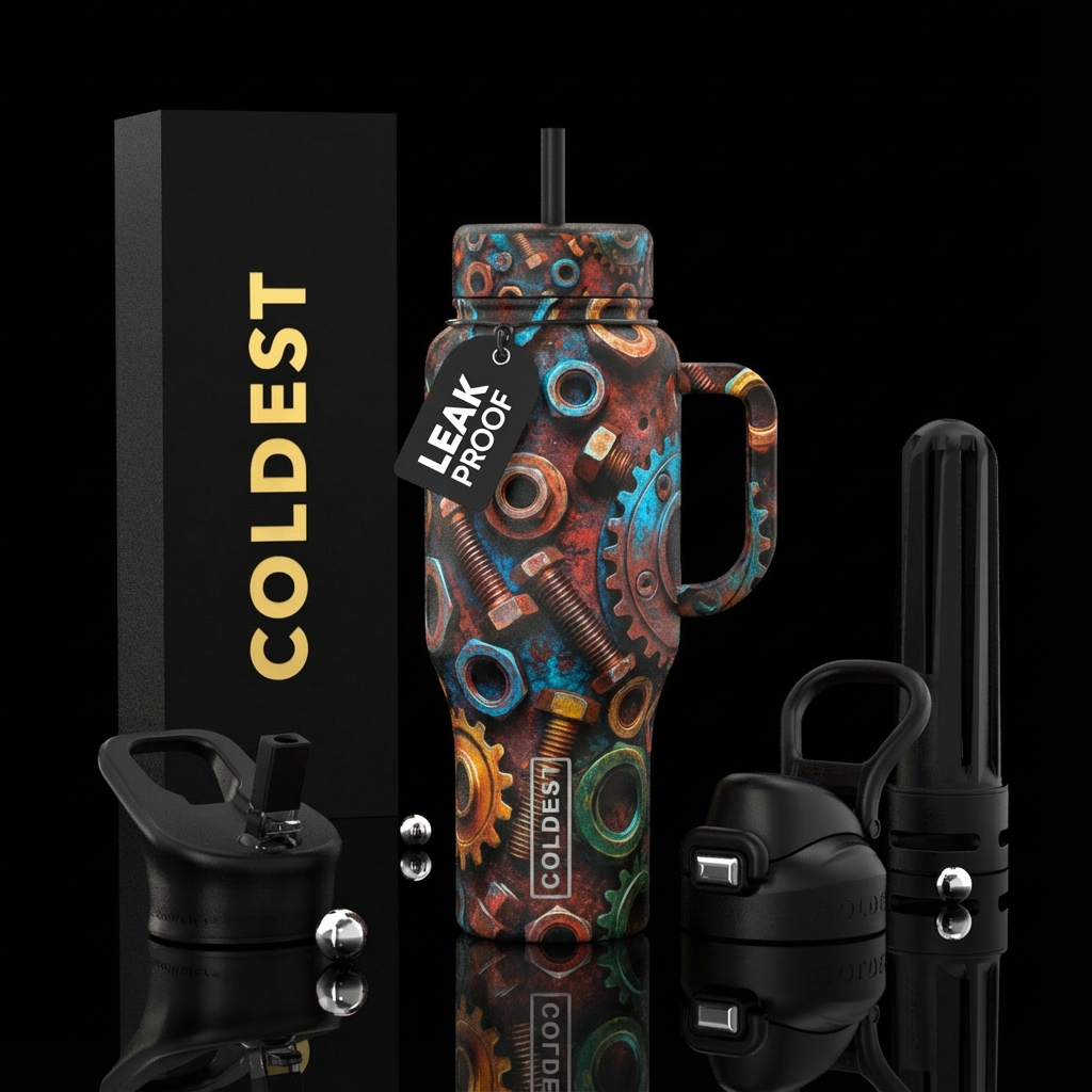 rugged nuts and bolts water bottle design