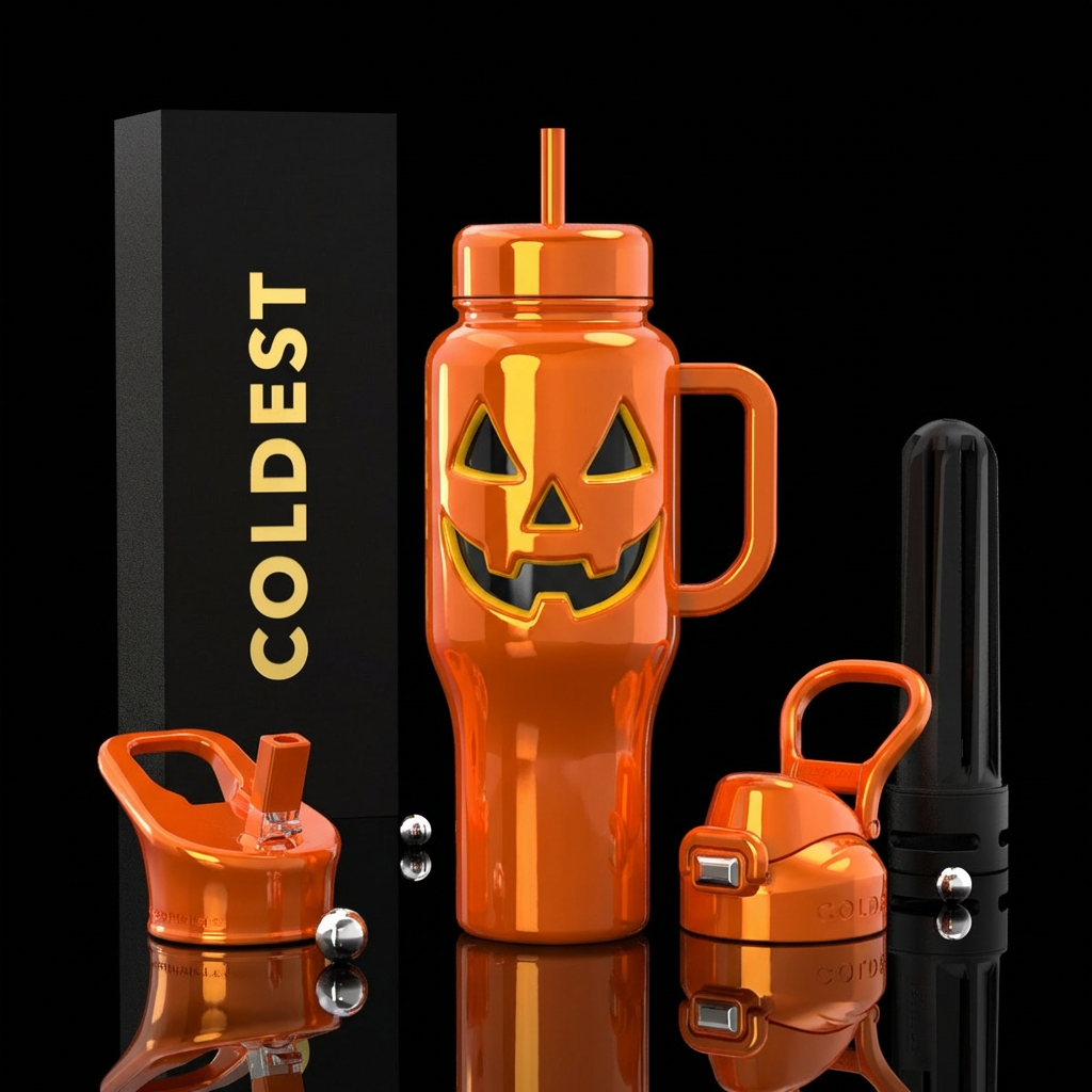turn cup into a jack o lantern, shiny water bottle design