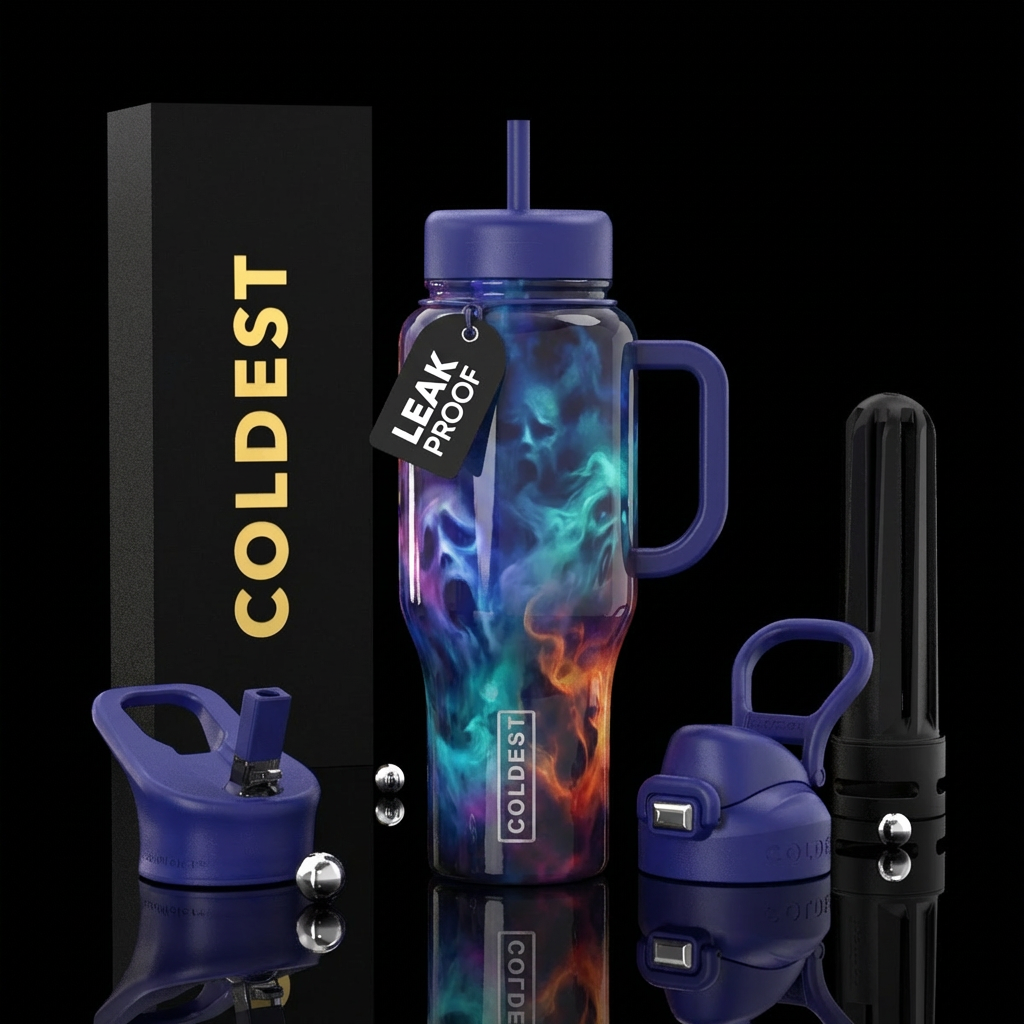 Foggy night, faces in the fog, shiny, realism water bottle design