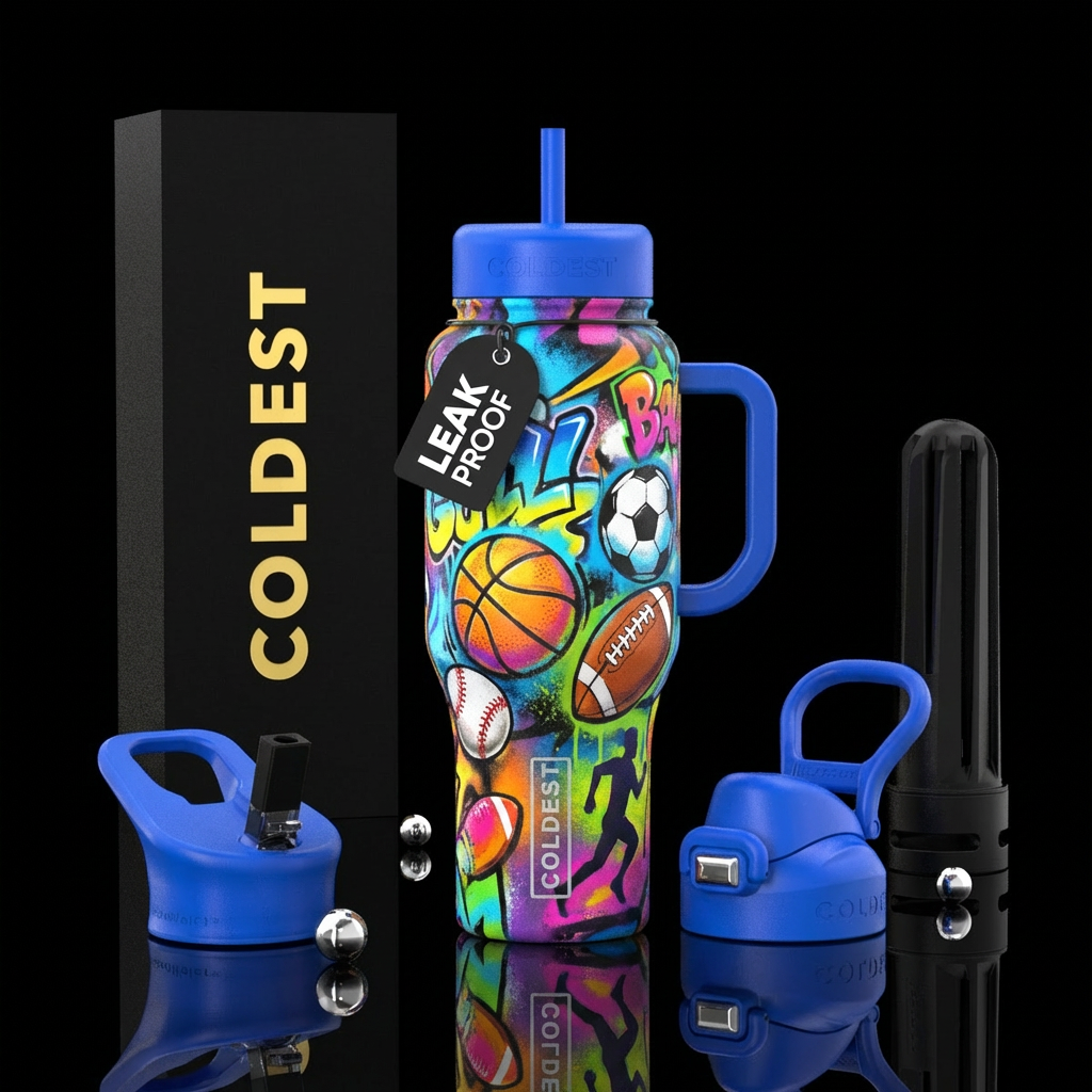 graffiti mural of sports water bottle design