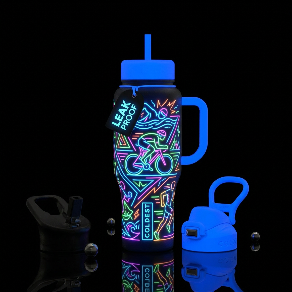 neon triathlon water bottle design