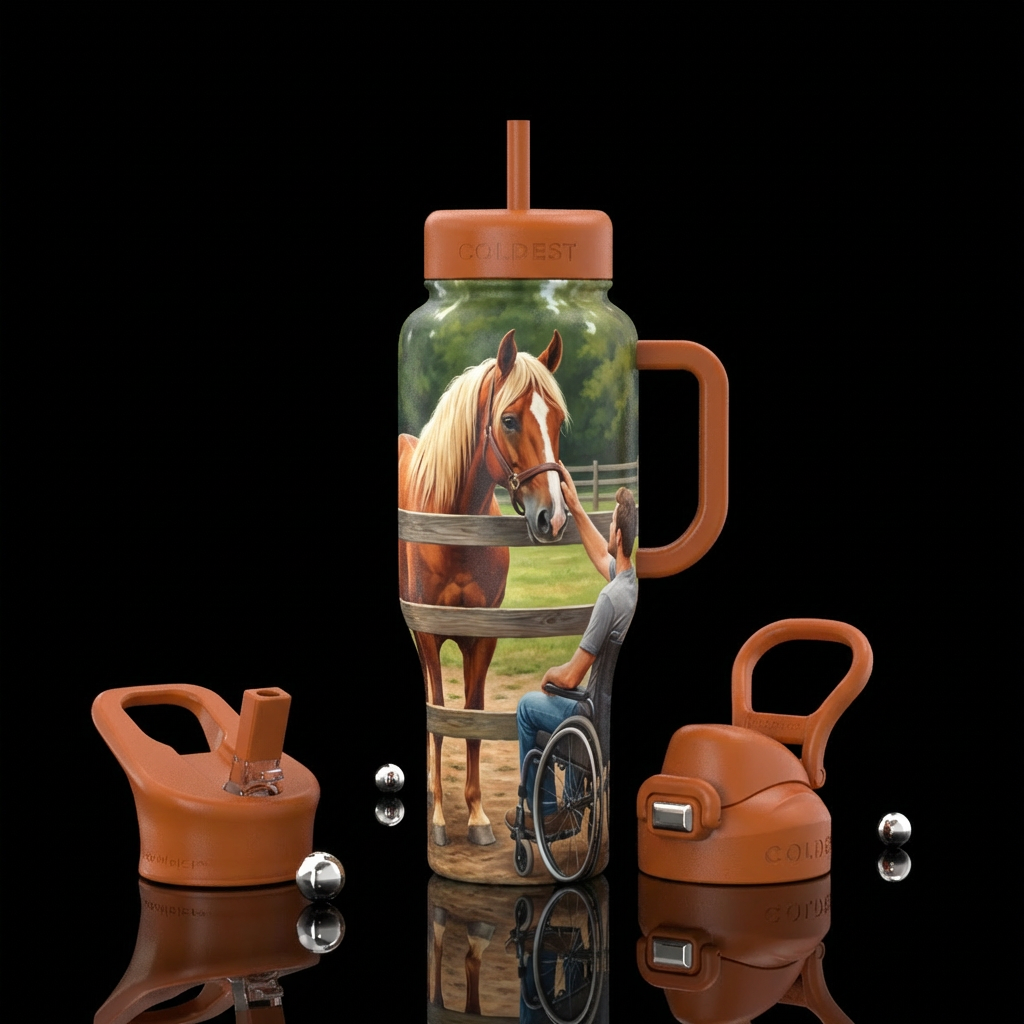 chestnut tennessee walking horse with a flaxen man... water bottle design