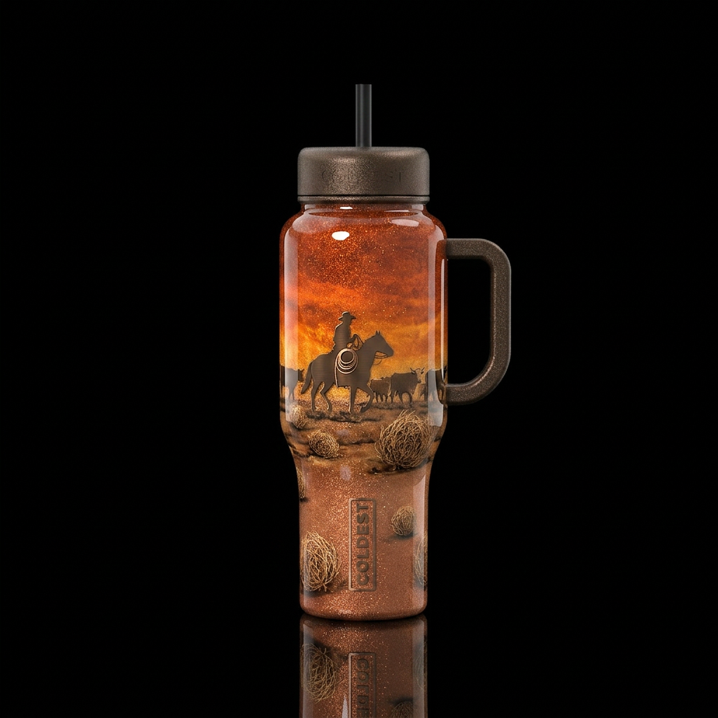 photorealistic, high-gloss custom epoxy resin tumb... water bottle design