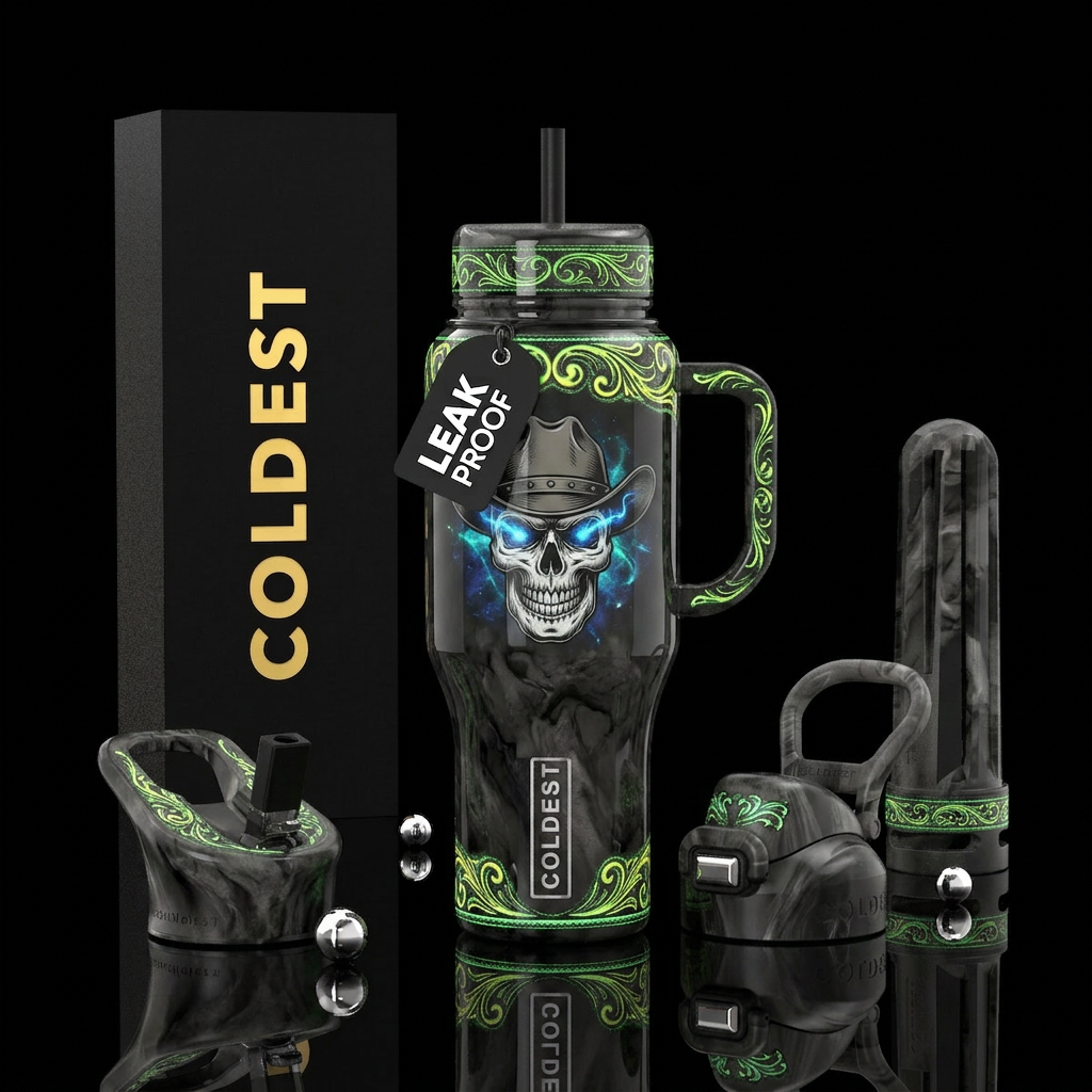 a dark, gothic Western aesthetic. The base finish ... water bottle design