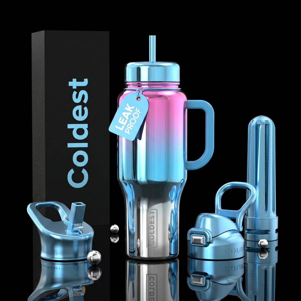 46oz Mirrored finish bottle silver on the bottom p... water bottle design