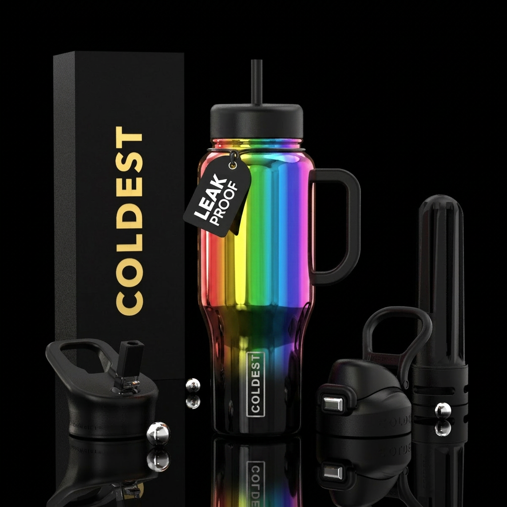 MIRRORED FINISH BOTTLE.  BLACK AT THE BOTTOM PHASI... water bottle design