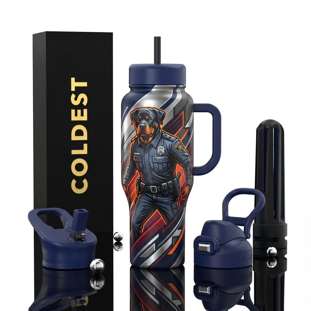 Rottweiler correctional officer water bottle design