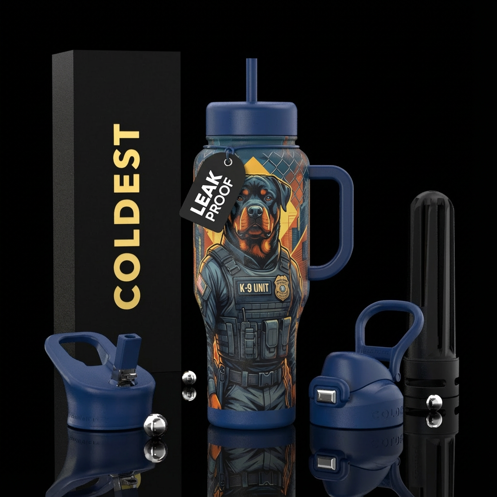 Rottweiler correctional officer water bottle design