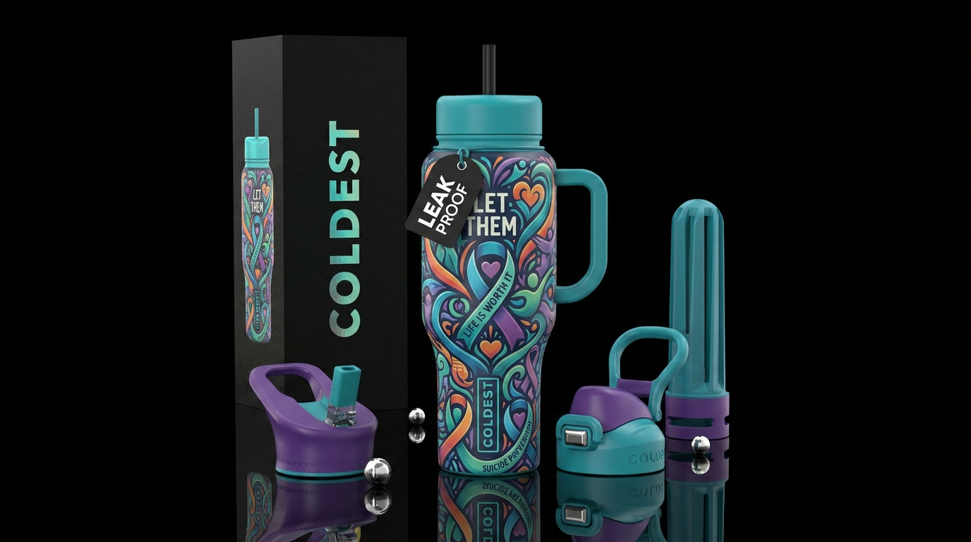 Let them suicide prevention water bottle design