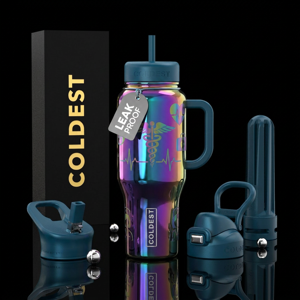 Medical, nurse, iridescent water bottle design