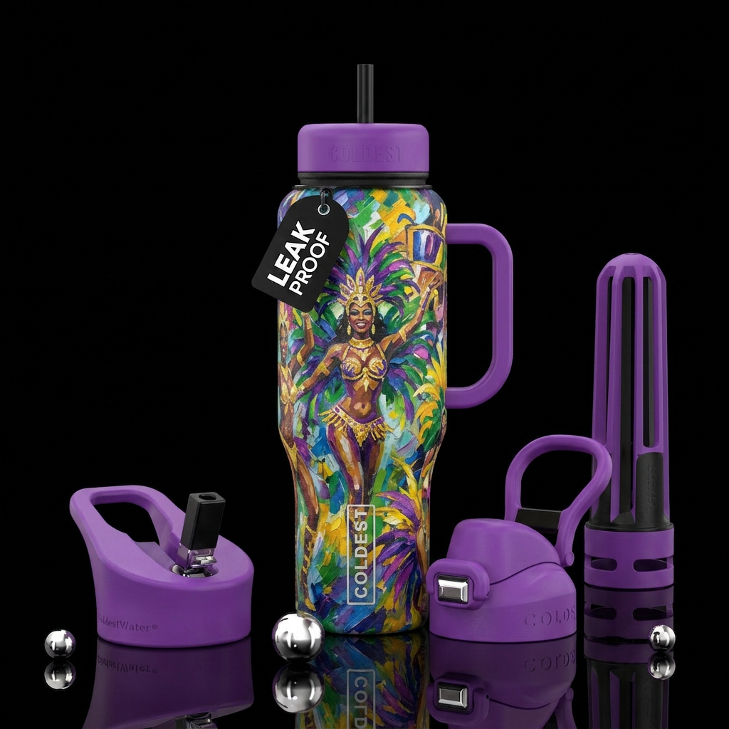 impressionist, rio carnival water bottle design