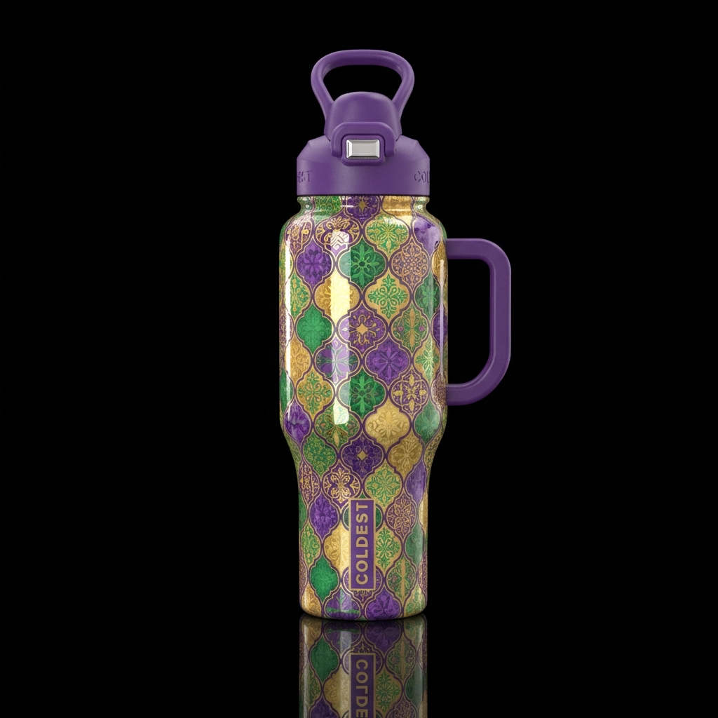 mardi gras water bottle design