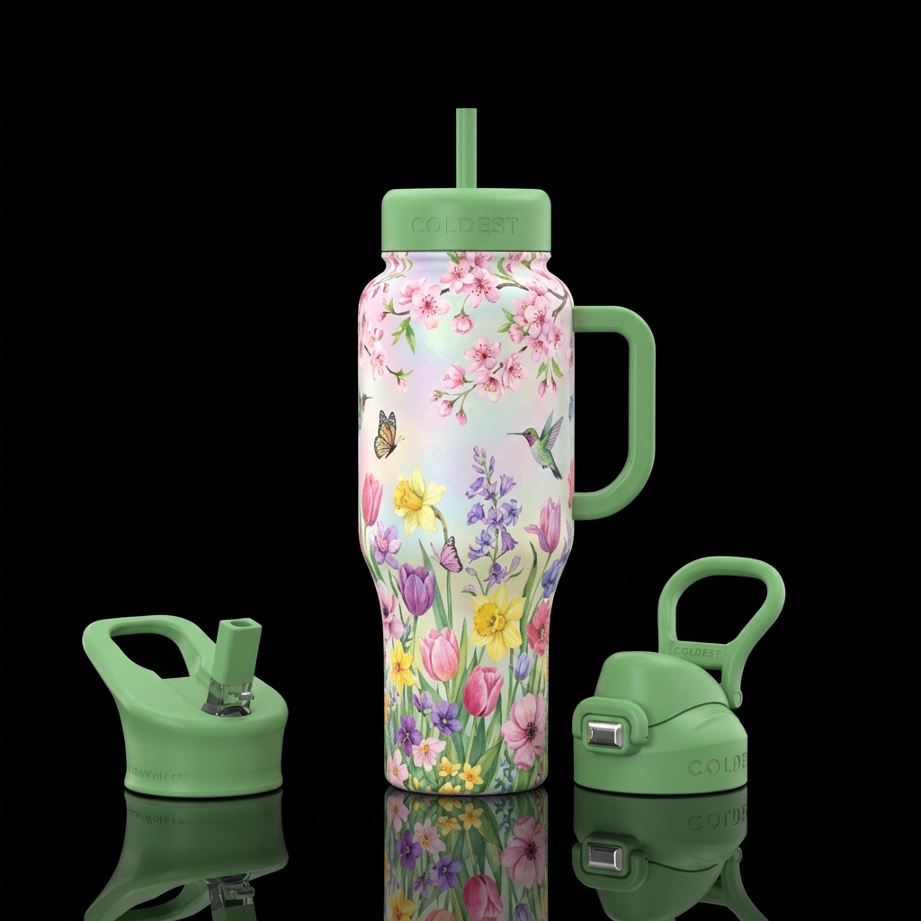 abundant Spring blessings water bottle design