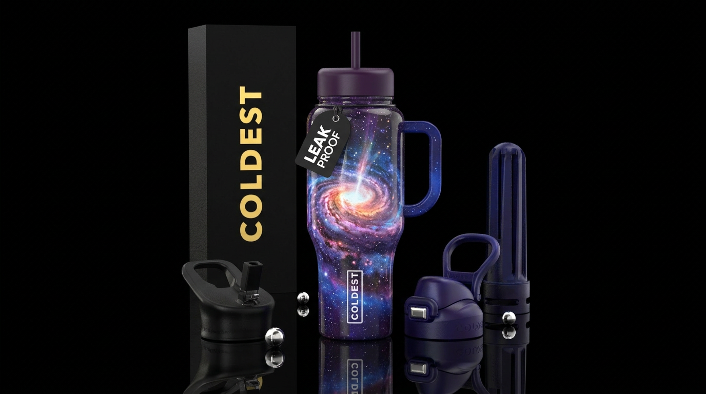 cosmic gas fountain water bottle design