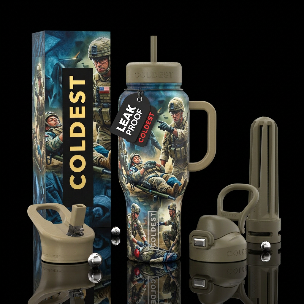 determined combat medics persevere water bottle design