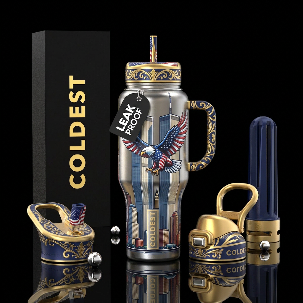Twin Towers silhouette water bottle design