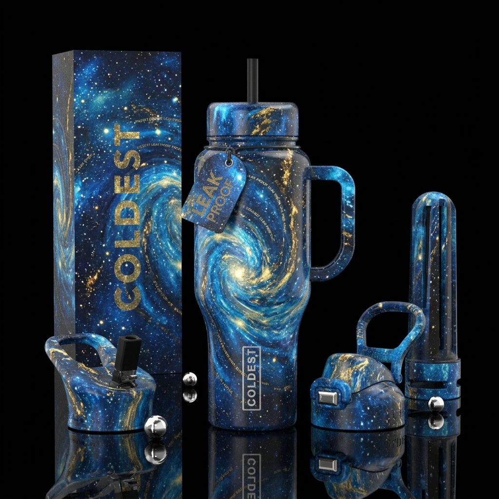 galaxy star swirl water bottle design