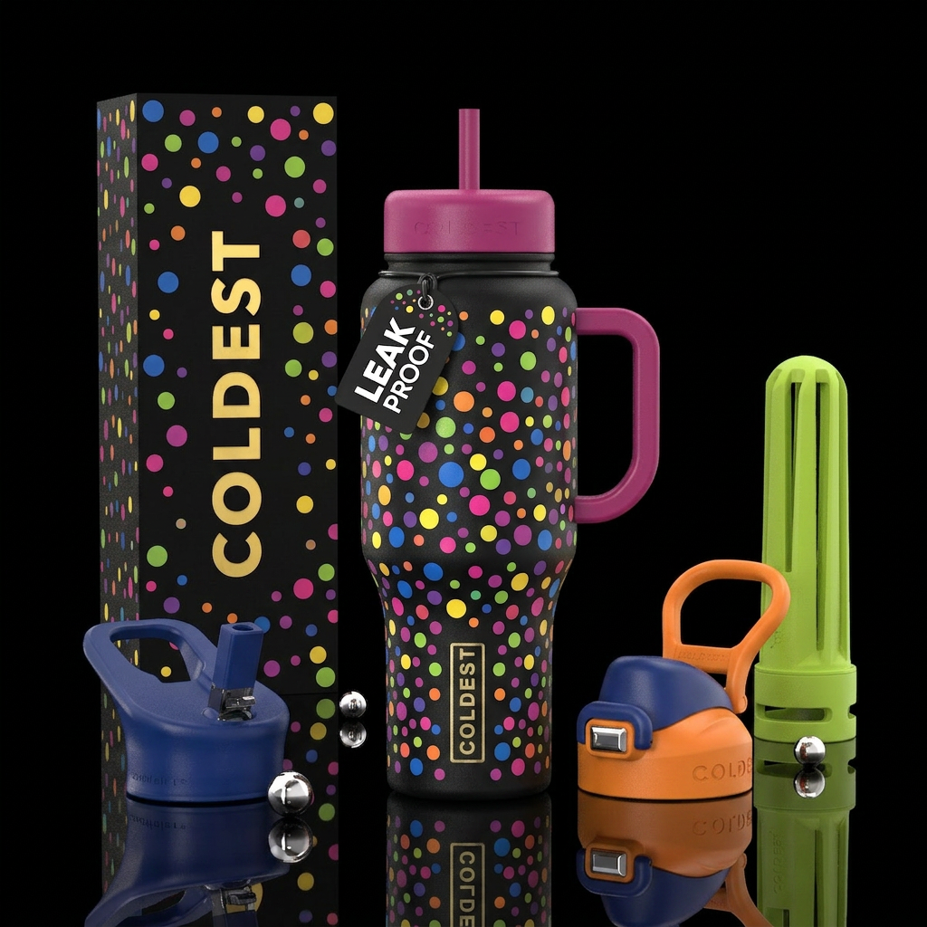 celebration party vibes water bottle design