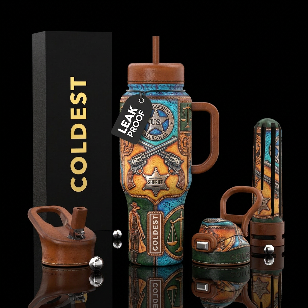 old West marshals water bottle design