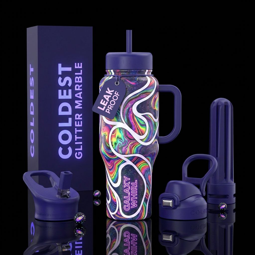 rainbow swirl water bottle design
