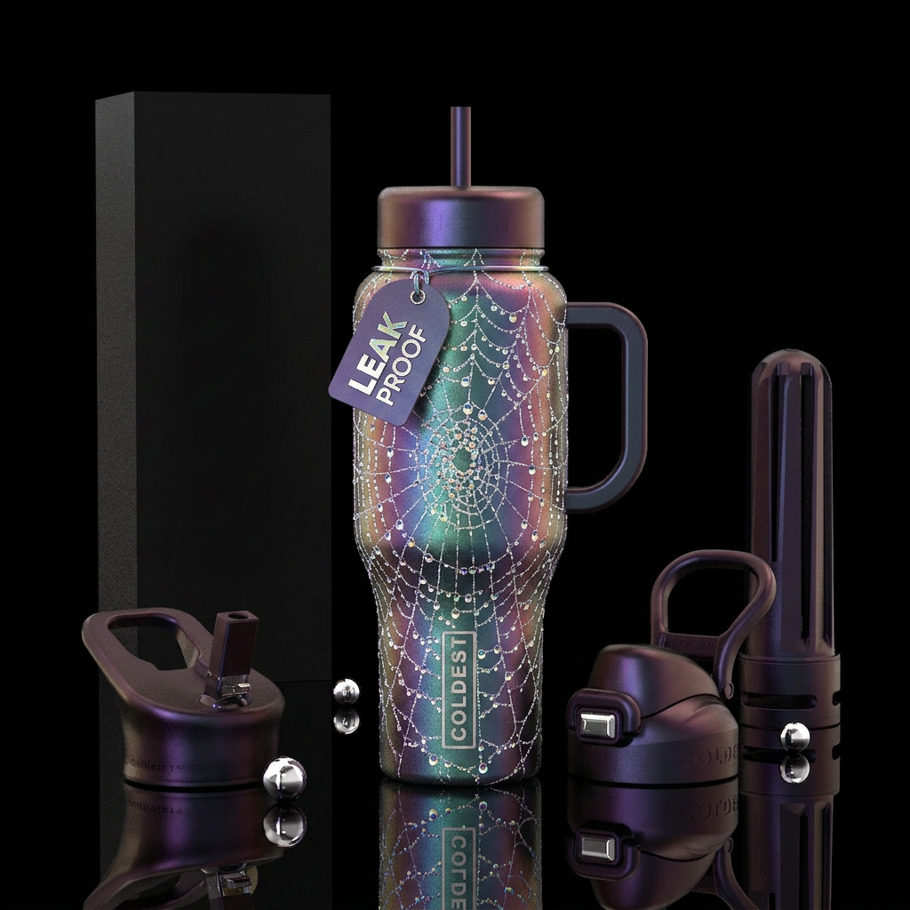 spider web design water bottle design