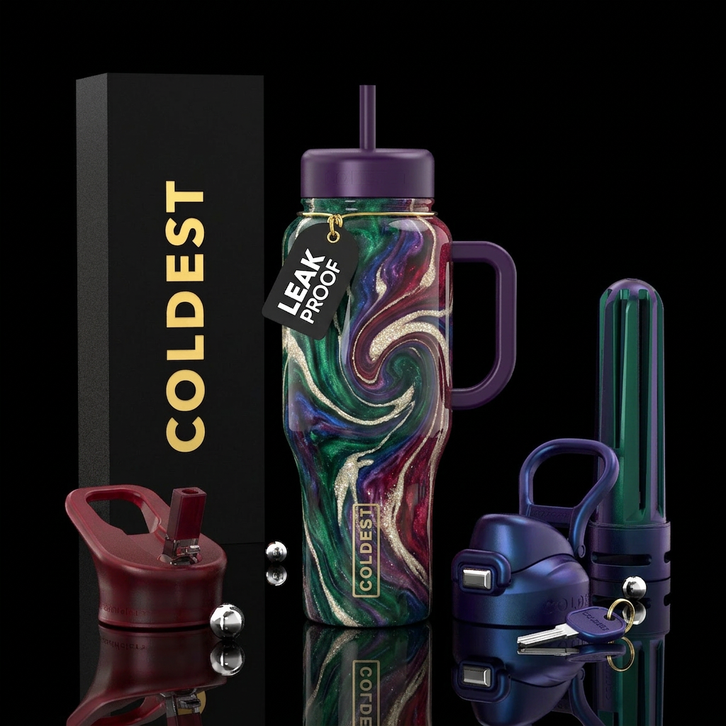 paint swirl water bottle design