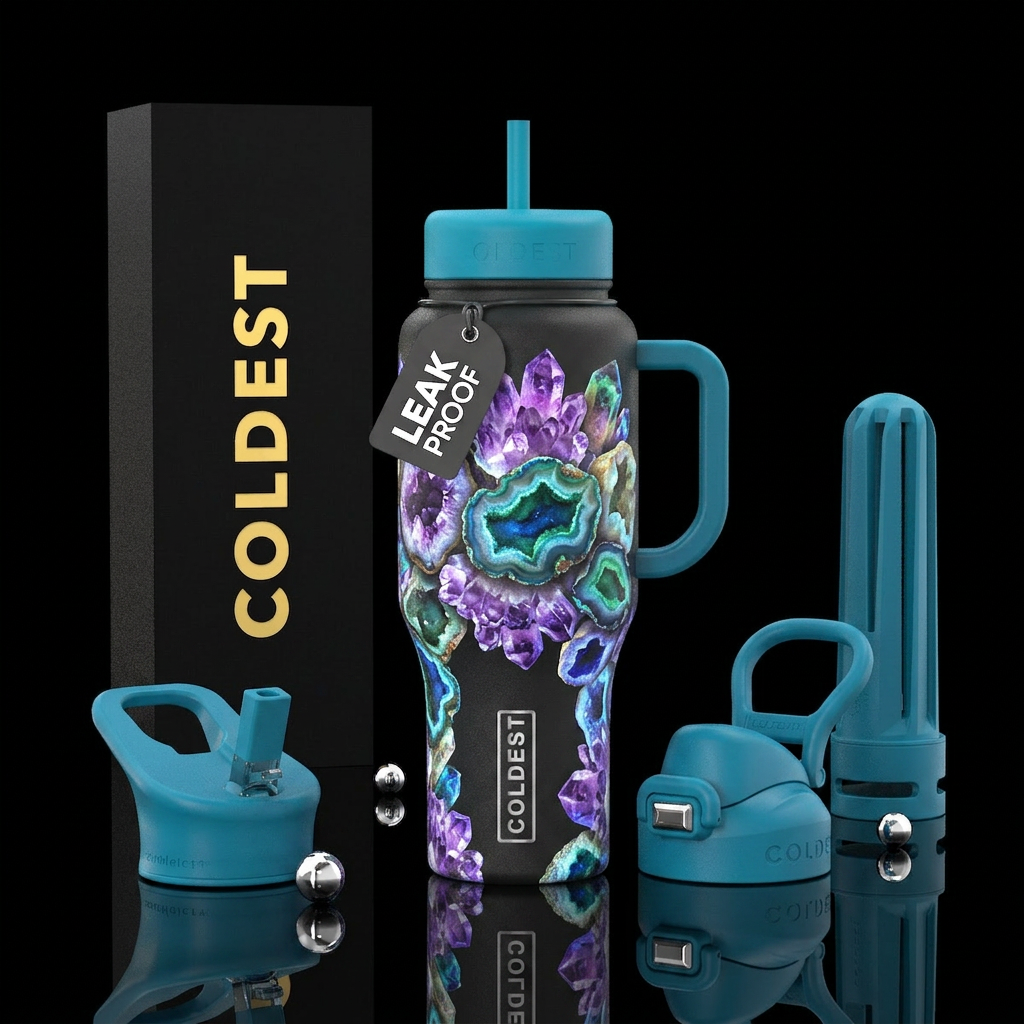 uv glow rare earth minerals water bottle design