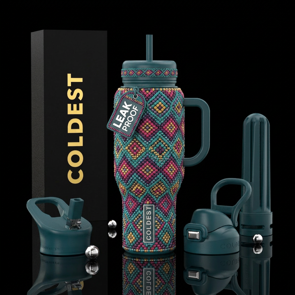 beaded macrame design water bottle design