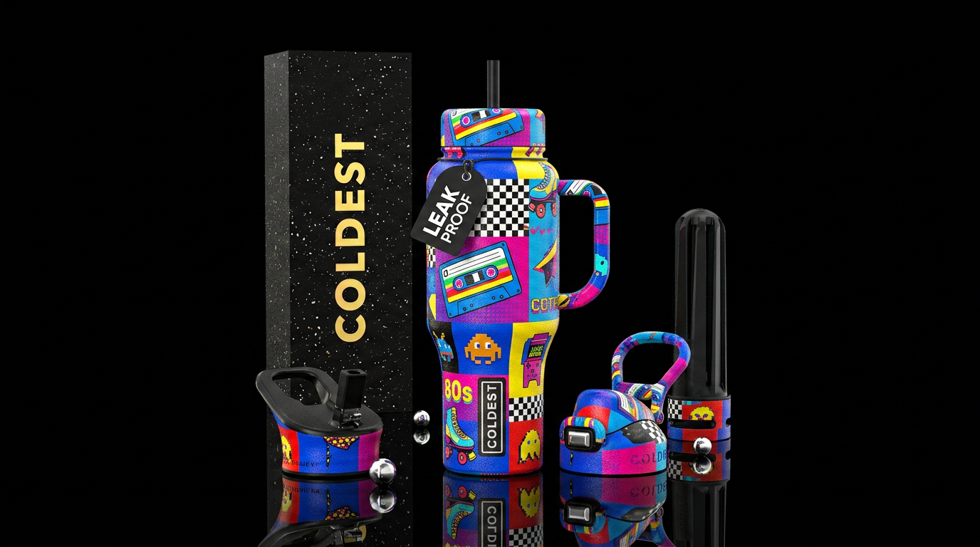 retro culture vibes water bottle design