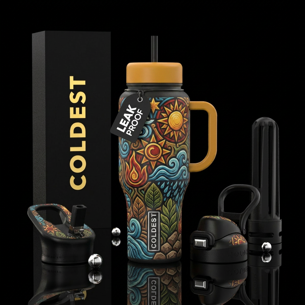 traditional folk art craft water bottle design