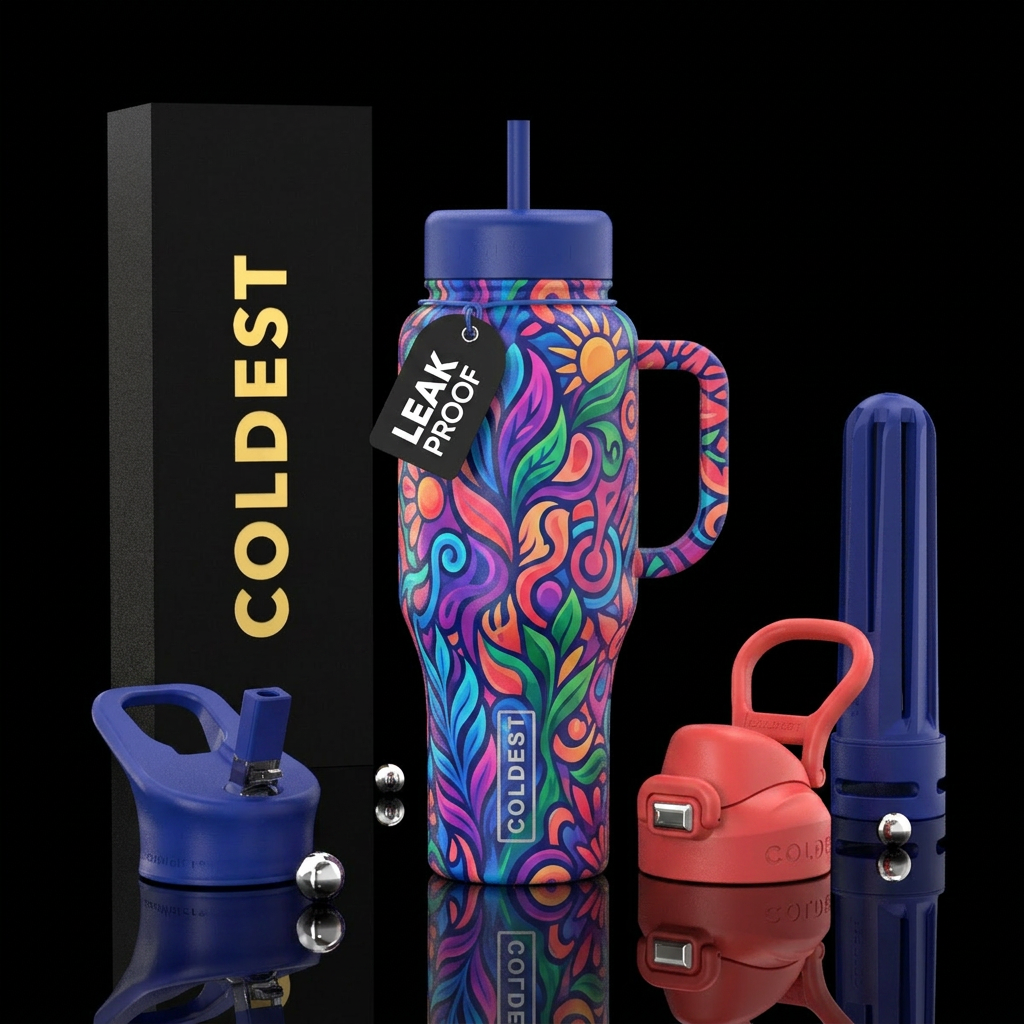 vibrant positive space water bottle design