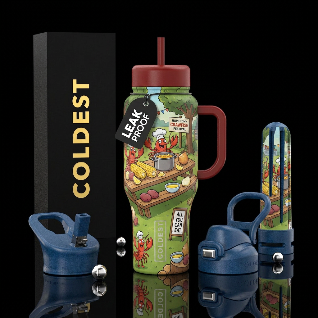 hometown crawfish boil water bottle design