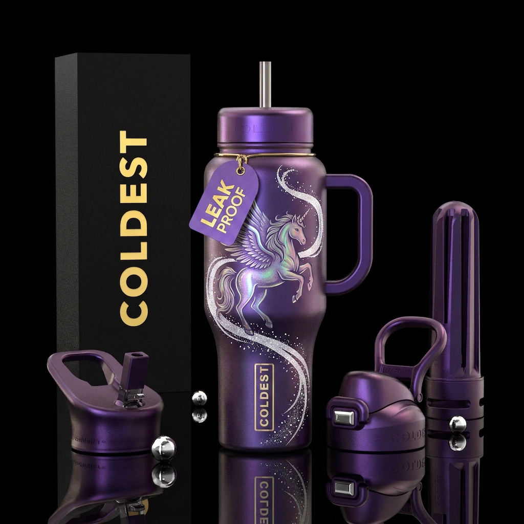 winged unicorn water bottle design