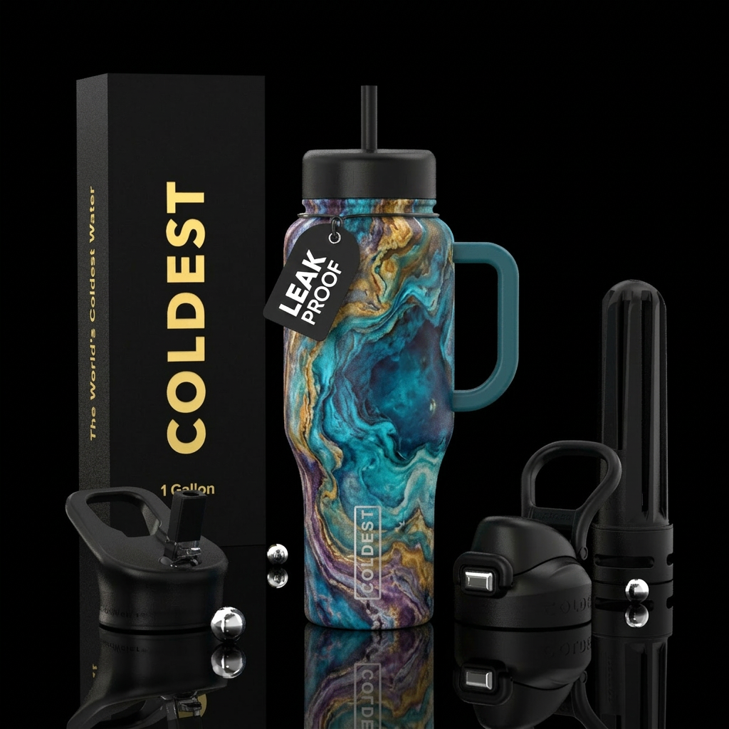 Patagonia marbled caves water bottle design