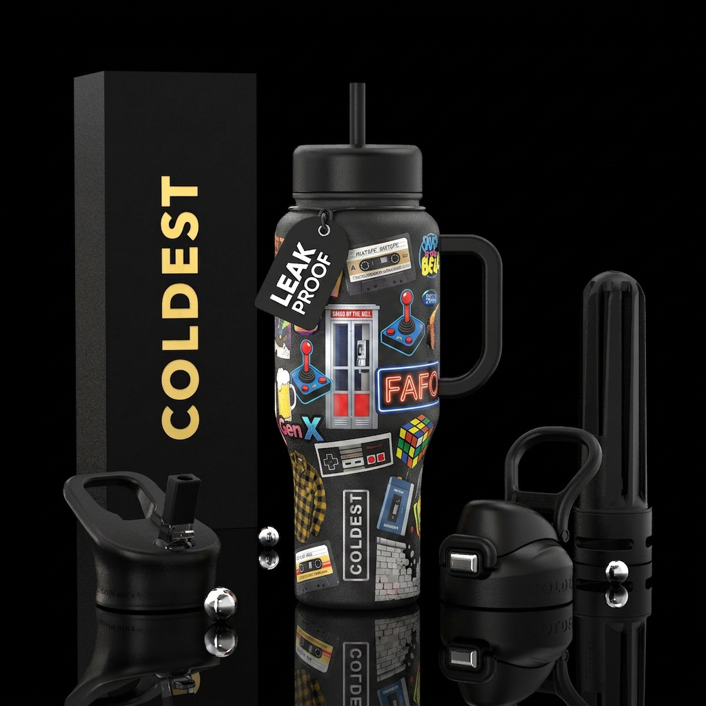 Gen X memories water bottle design
