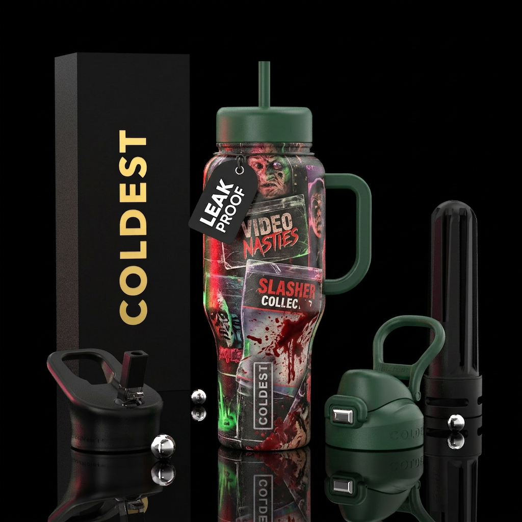 Thriller frightening movies water bottle design