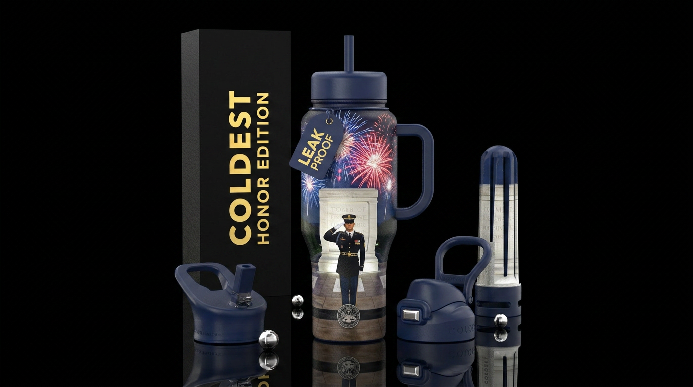 July 4th fireworks salute water bottle design