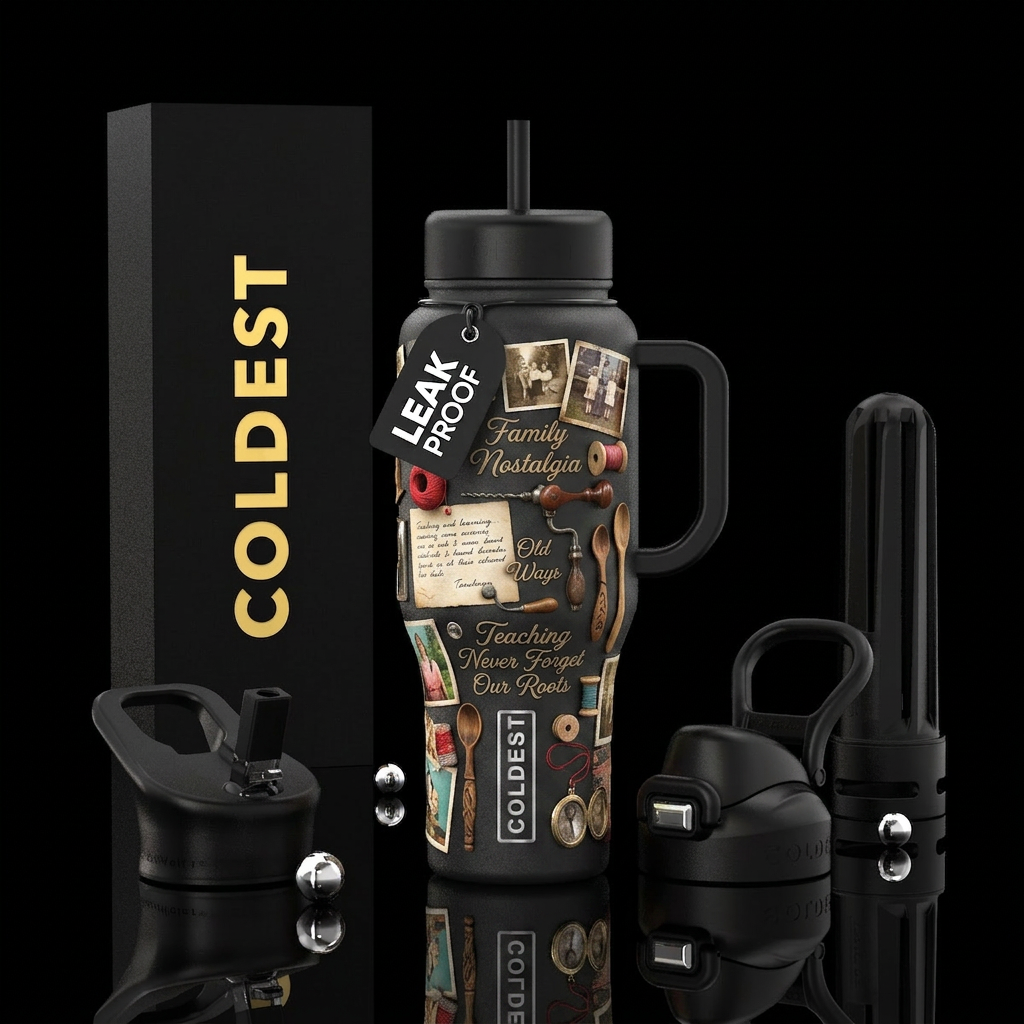 family nostalgia water bottle design