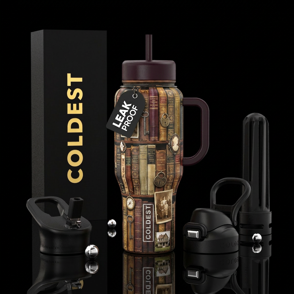 heirloom books water bottle design