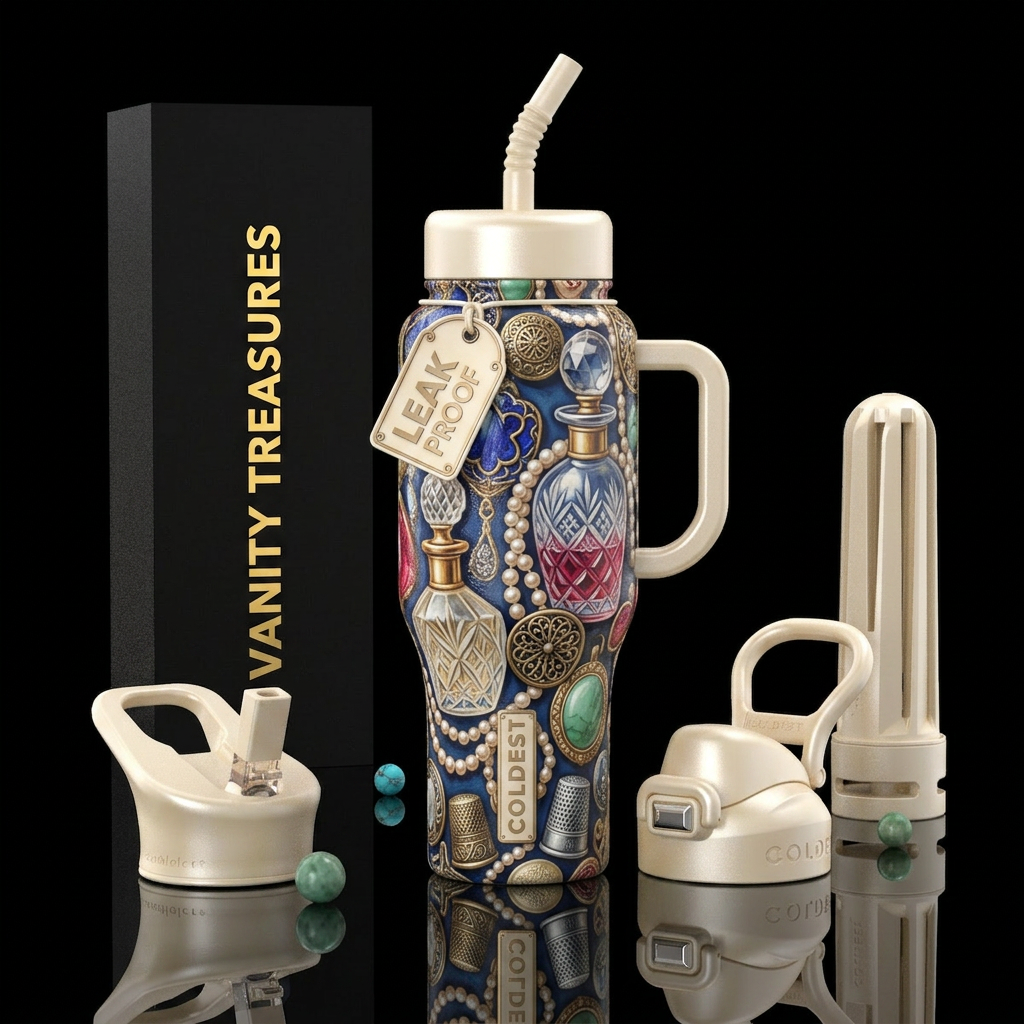 Grandma's vanity treasures water bottle design