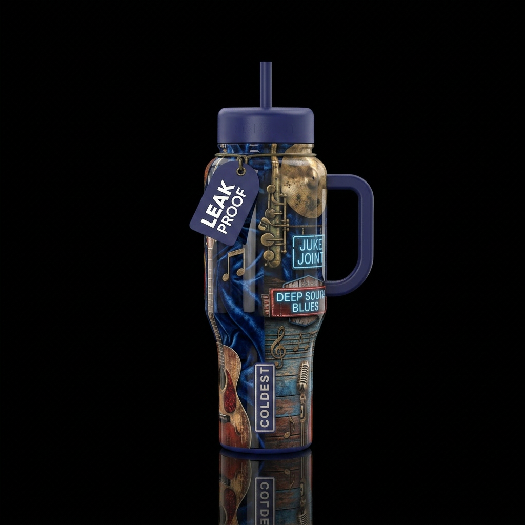 juke joint blues vibes water bottle design
