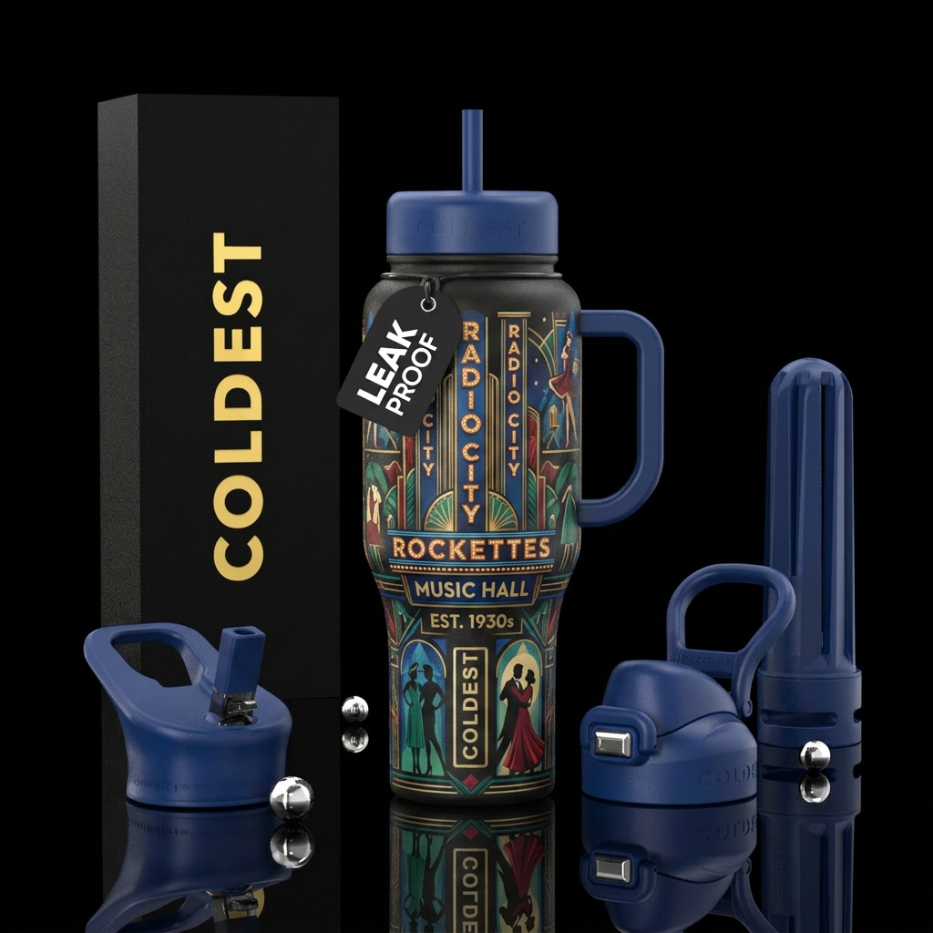 1940s entertainment hall water bottle design